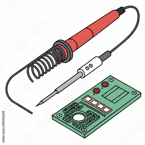 Professional soldering iron and circuit board cutout