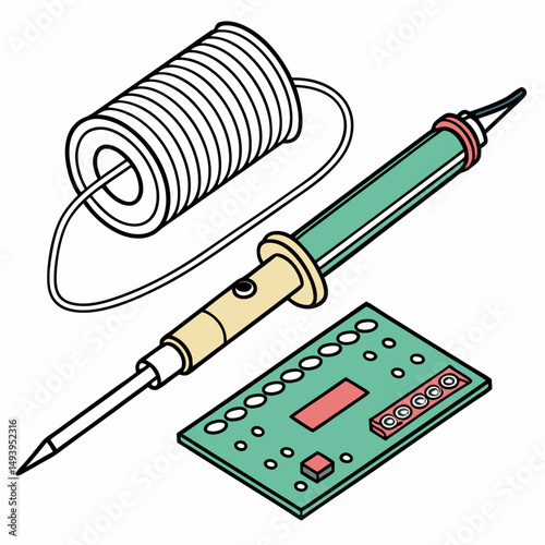 Professional soldering iron kit isolated on white background