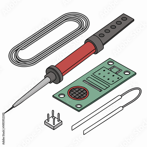 Professional soldering iron kit isolated on white background