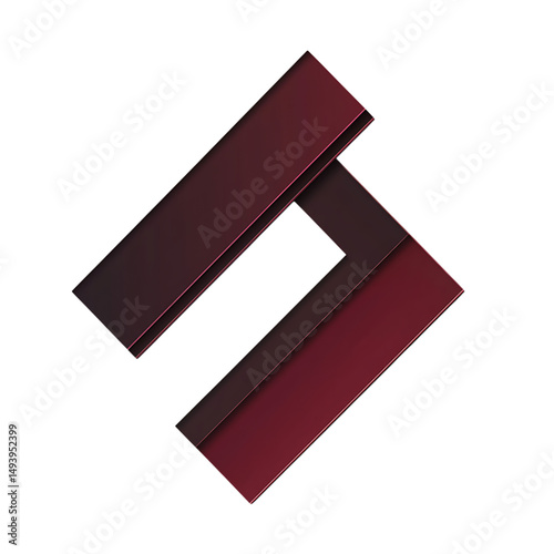Abstract Arrow with Overlapping Layered Elements Isolated on Transparent Background