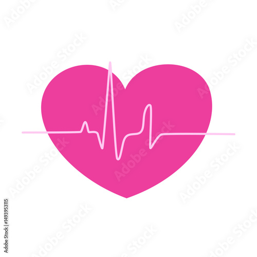 Heart rate Pulse Electrocardiography isolated on white background.
