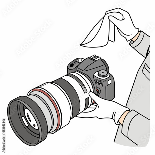 Cleaning dslr camera lens with microfiber cloth