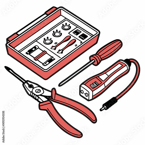 Professional toolkit illustration isolated on white background