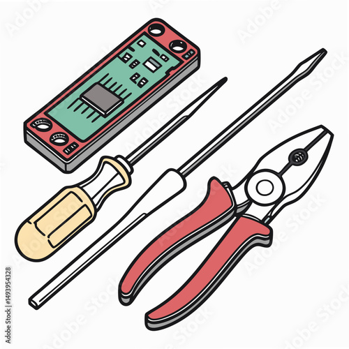 Professional repair tools kit isolated on white background
