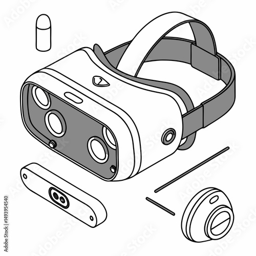 Virtual reality headset disassembled components