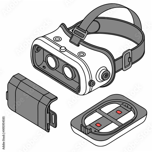 Professional vr headset illustration isolated on white