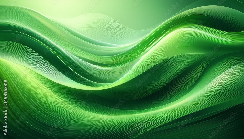 Obraz premium abstract green flowing waves creating a serene atmosphere with soft light