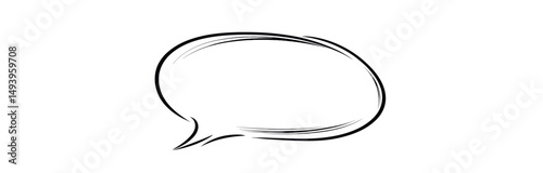 The frame of a speech bubble is handwritten, cloud-shaped, and features a simple line style