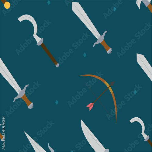 Medieval weapons pattern background Vector