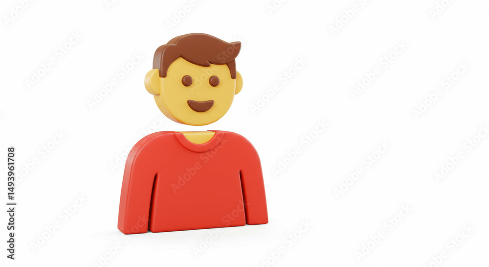 Obraz premium Simplified happy person with a red shirt