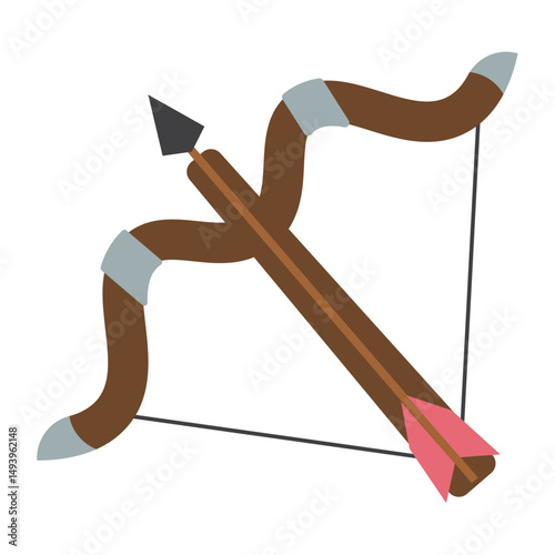 Colored crossbow medieval weapon icon Vector