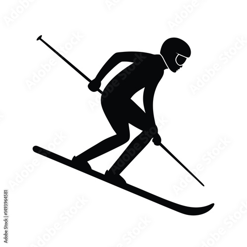 Person Skiing Downhill Silhouette