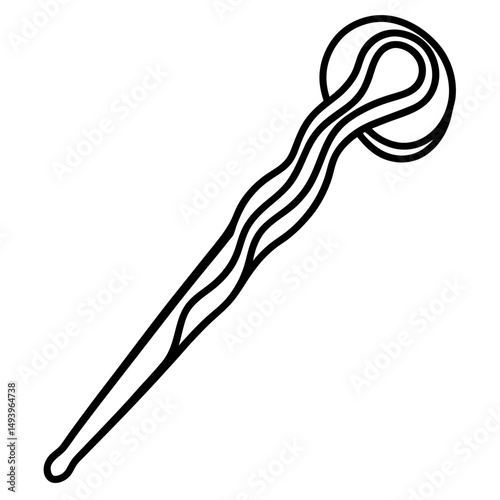 Simple Hairpin Silhouette – Black Vector on White Background