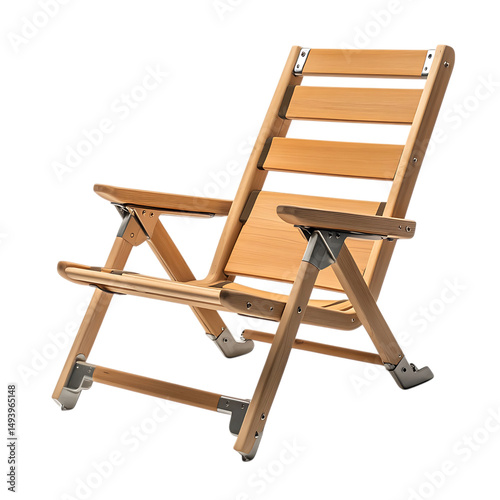 Advanced Lightweight Wooden Beach Chair with a Mode Isolated on Transparent Background