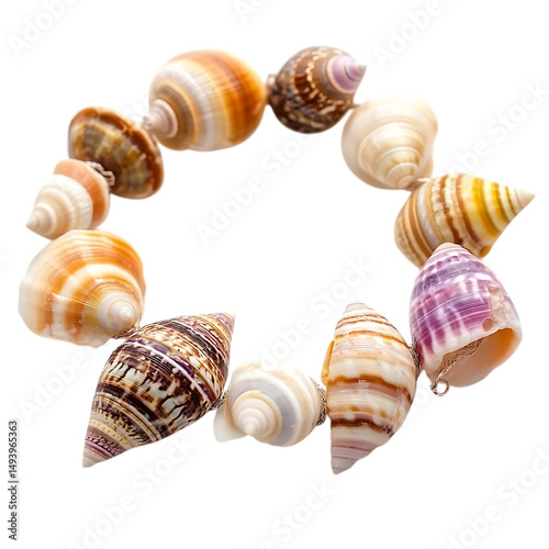 Trendy Shell Bracelet with a Sleek Modern Layout Isolated on Transparent Background