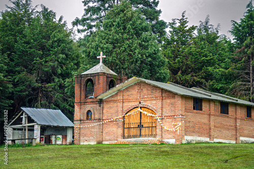 Old church in the forest surrounded by nature