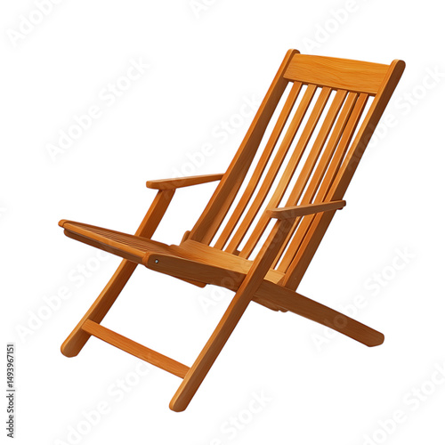 Elegant Fold Away Wooden Beach Chair with a Refined Isolated on Transparent Background