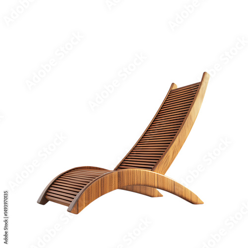 Contemporary Fold Away Wooden Beach Chair with a Mo Isolated on Transparent Background