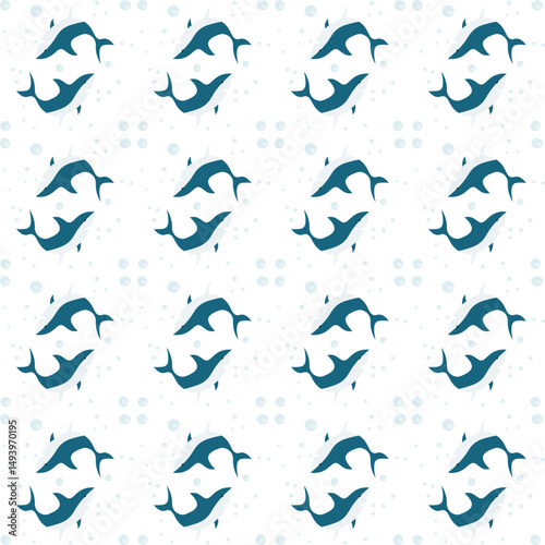 Sharks with bubble pattern. Vector illustration with shark image.
