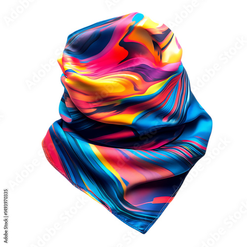 Modern Cooling Bandana with a Dynamic Abstract Print Isolated on Transparent Background