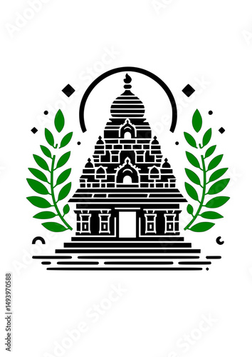 Hindu temple silhouette