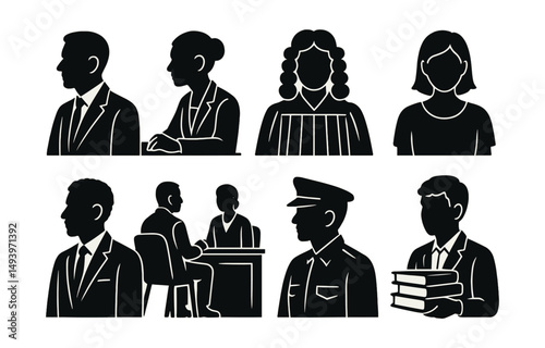 Business and profession silhouette icons set. career and occupation symbols collection