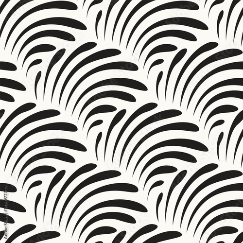Vector seamless pattern. Stylish structure of wave scrolls. Hand drawn abstract background. Can be used as swatch in Illustrator. Monochrome wavy print.