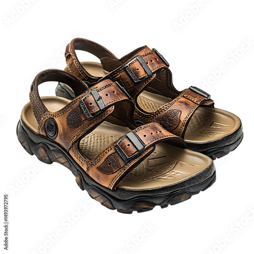 Rugged Waterresistant Sandals with a Heavyduty Outsole Isolated on Transparent Background