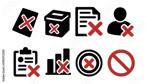 Election and voting silhouette icons set. ballot and poll symbols for campaigns