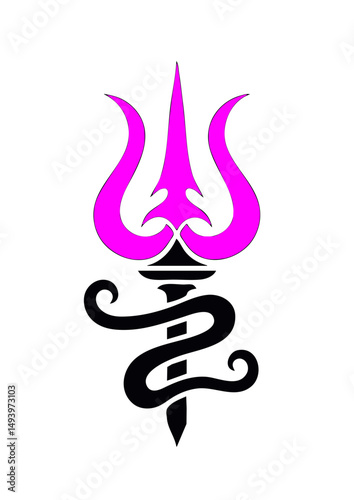 Long Trident of Shiva symbol icon. silhouette.