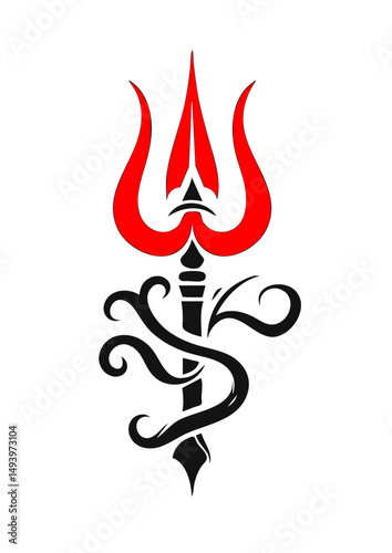 Long Trident of Shiva symbol icon. silhouette.