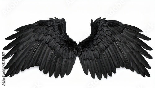 Black Demon Wings Isolated on White Background