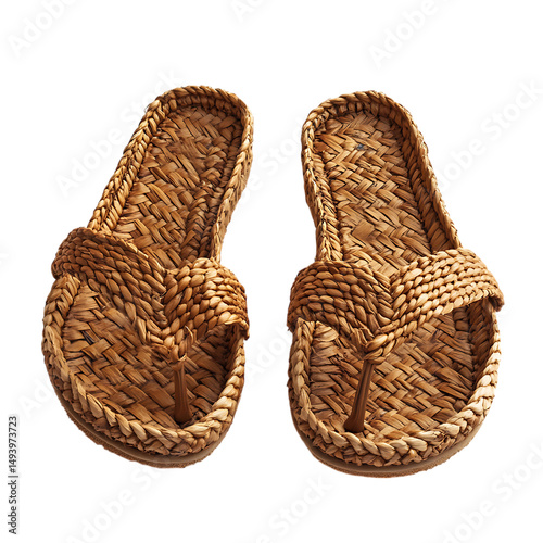 Bohemian Espadrille Sandals with Handwoven Textures Isolated on Transparent Background