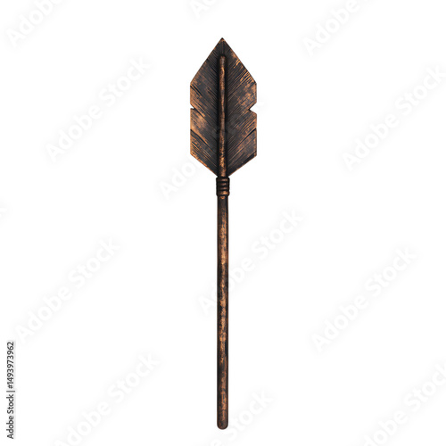 Bold Arrow with Distinctive Edges in Forest Brown Isolated on Transparent Background