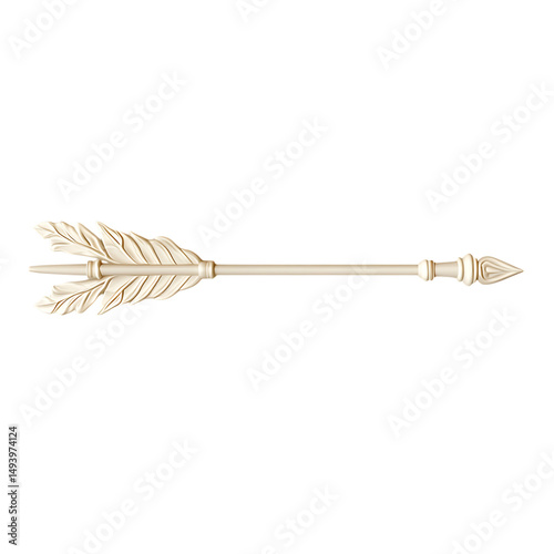 Artistic Arrow with Soft Gradients in Delicate Ivory Isolated on Transparent Background