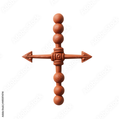 A Terracotta Arrow with Olmec Rubber Balls Mesoamer Isolated on Transparent Background
