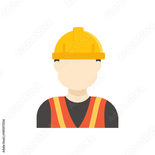 Worker icon in flat design, perfect for constructionrelated websites, presentations, and infographics depicting labor, building, and development concepts.