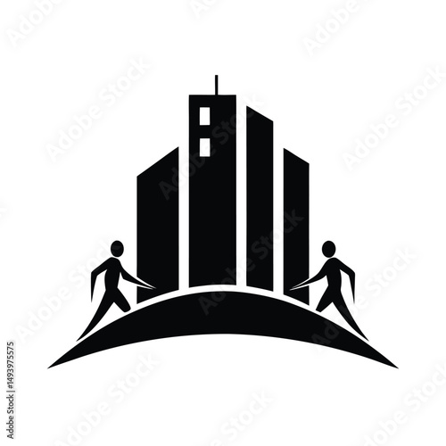 Walking Between Bending Skyscrapers Logo