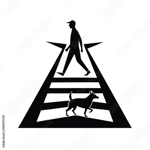 Man Walking Dog on Surreal Crosswalk
