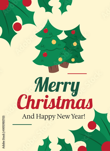 Vertical merry christmas card Vector