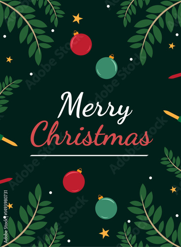 Vertical merry christmas card Vector
