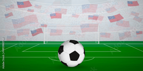 Samoan Football Arena Full of Fans with National Flags, Sports Event Illustration.