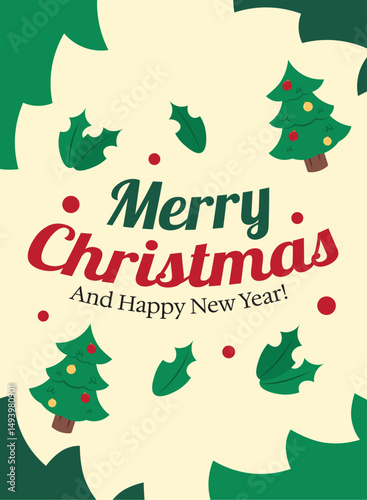 Vertical merry christmas card Vector