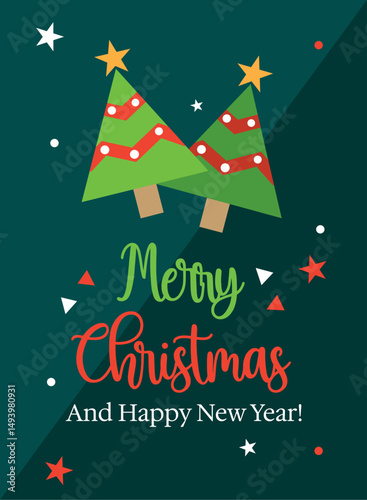 Vertical minimalist Merry christmas card Vector