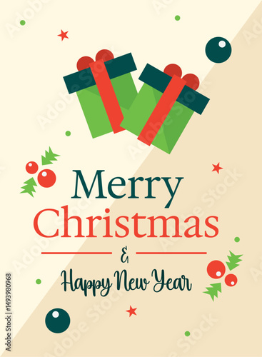 Vertical minimalist Merry christmas card Vector