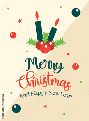 Vertical minimalist Merry christmas card Vector
