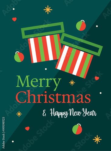 Vertical minimalist Merry christmas card Vector