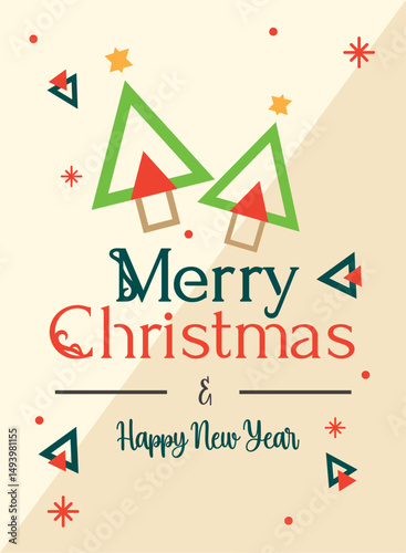 Vertical minimalist Merry christmas card Vector