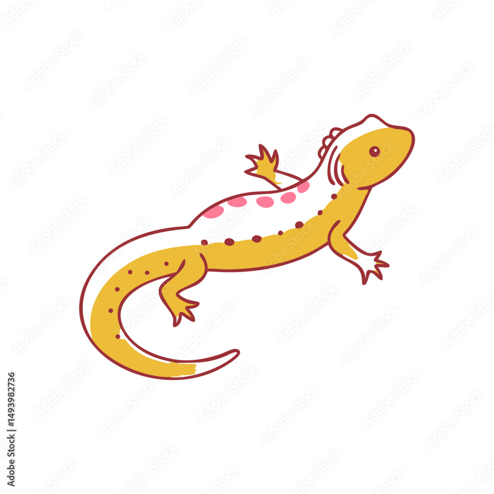 Naklejka premium Cute Cartoon Fire Salamander Illustration