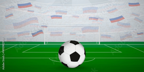 Russian Football Arena Full of Fans with National Flags, Sports Event Illustration.